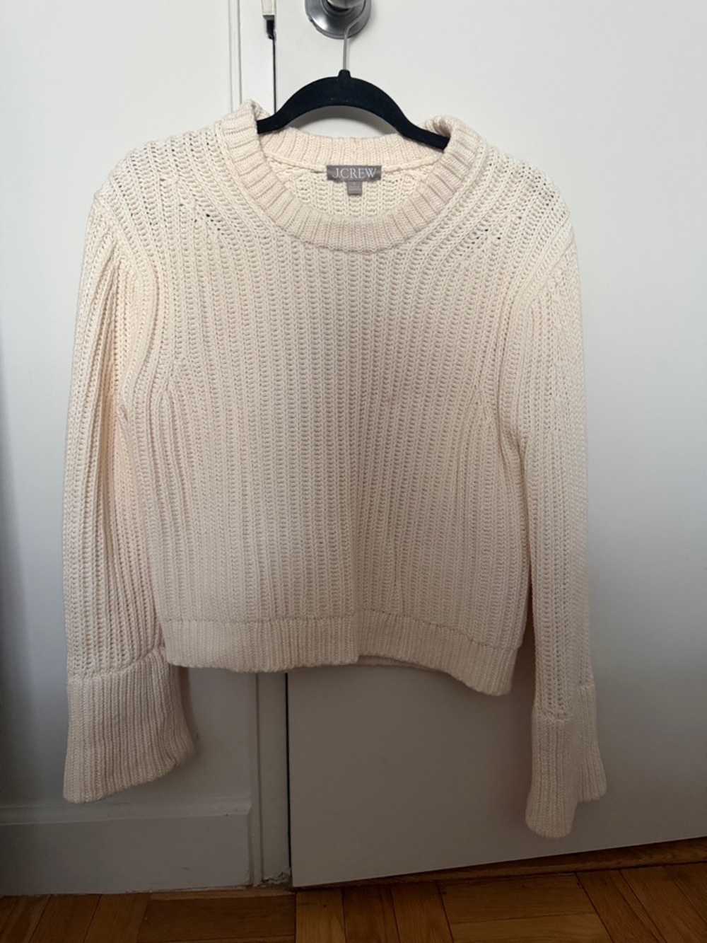J. Crew Cream Chunky Ribbed Crewneck Sweater